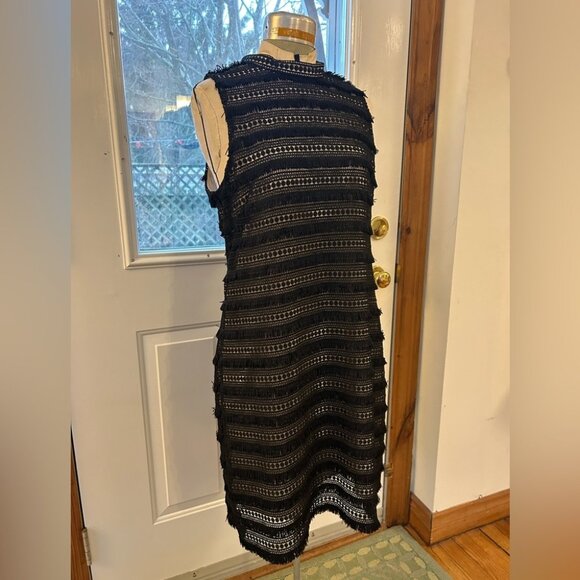 J Crew Black lace overlay fringed shift, size 10 - Picture 5 of 10